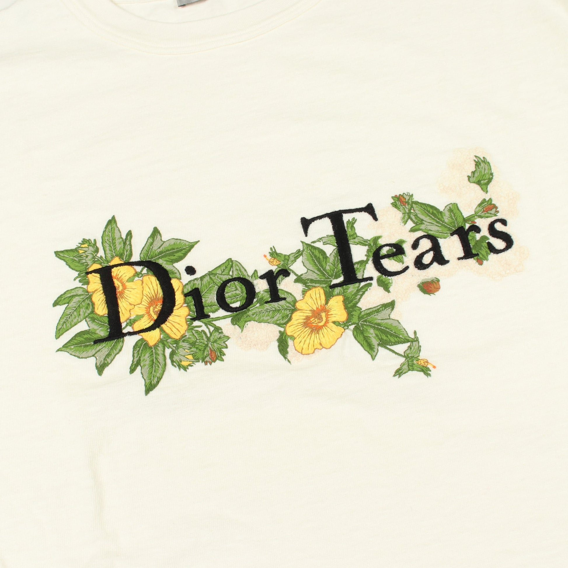 DIOR × Denim Tears ロゴ刺繍 半袖Tシャツ コットン オフホワイト クリスチャンディオール トップス Christian Dior