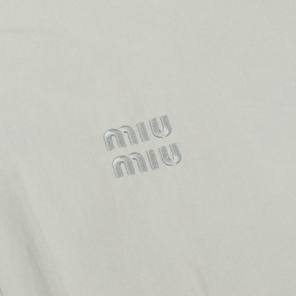 ロゴ刺繍 ボタンダウン 長袖 ポプリン シャツ コットン グレー ミュウミュウ トップス miu miu