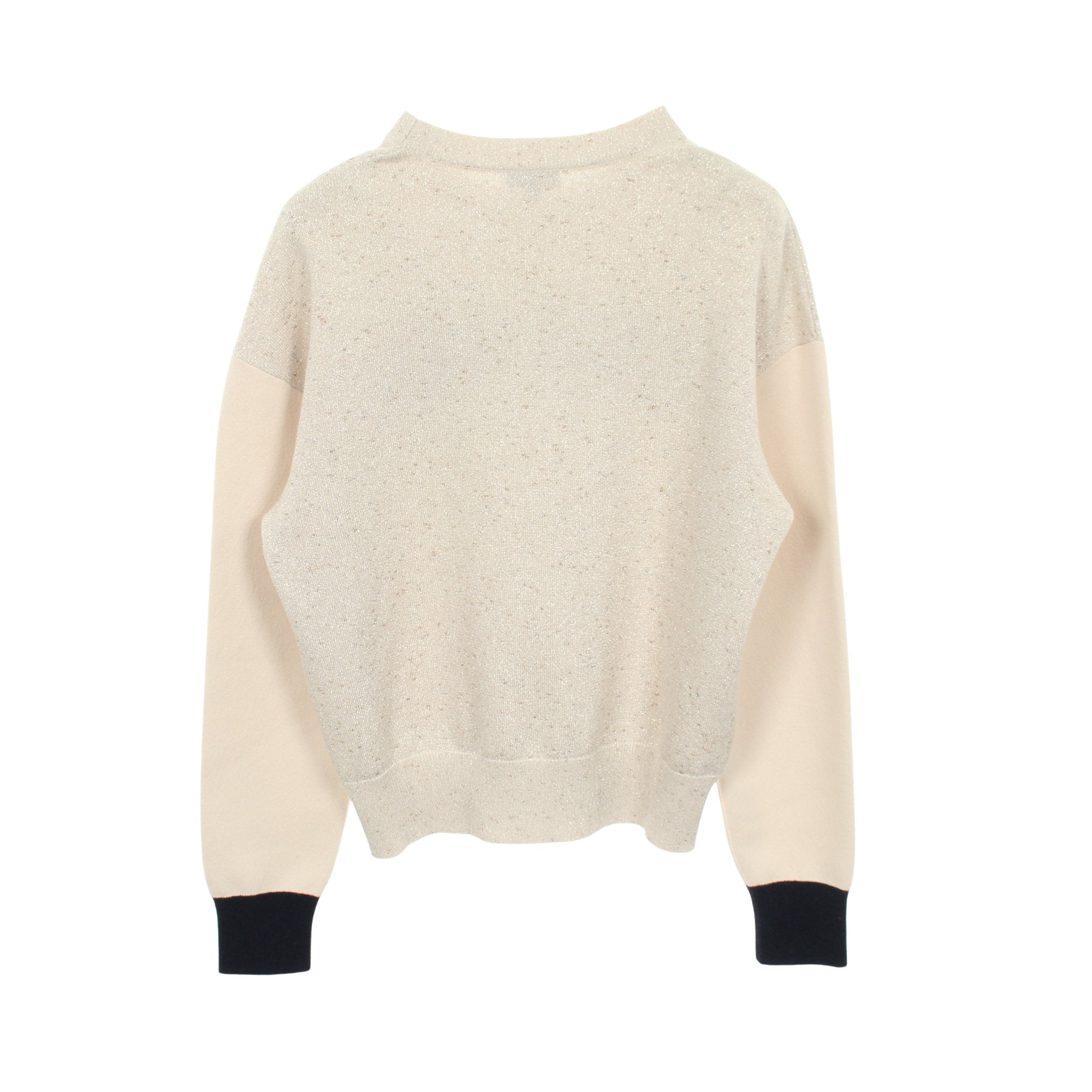 ロゴ ニット カシミヤ コットン ライトベージュ ネイビー シャネル – RECLO