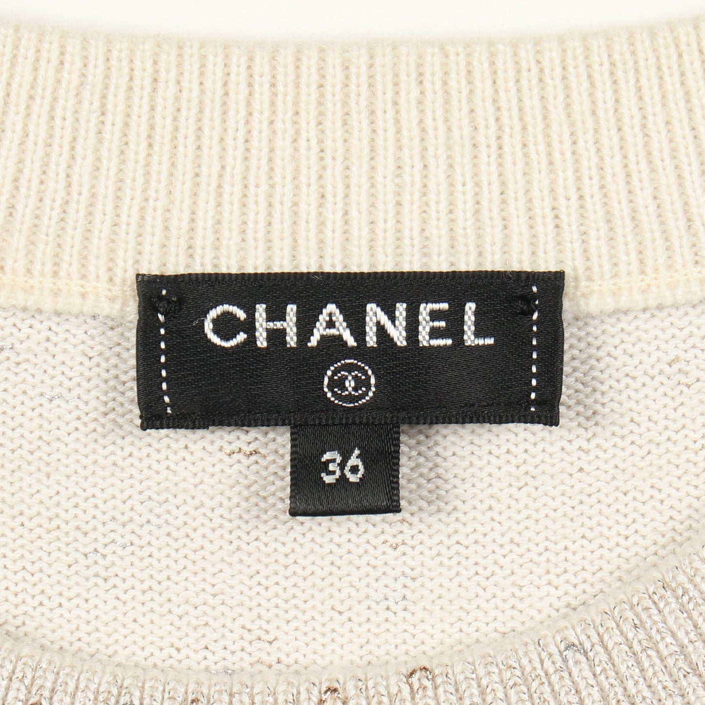 ロゴ ニット カシミヤ コットン ライトベージュ ネイビー シャネル トップス CHANEL