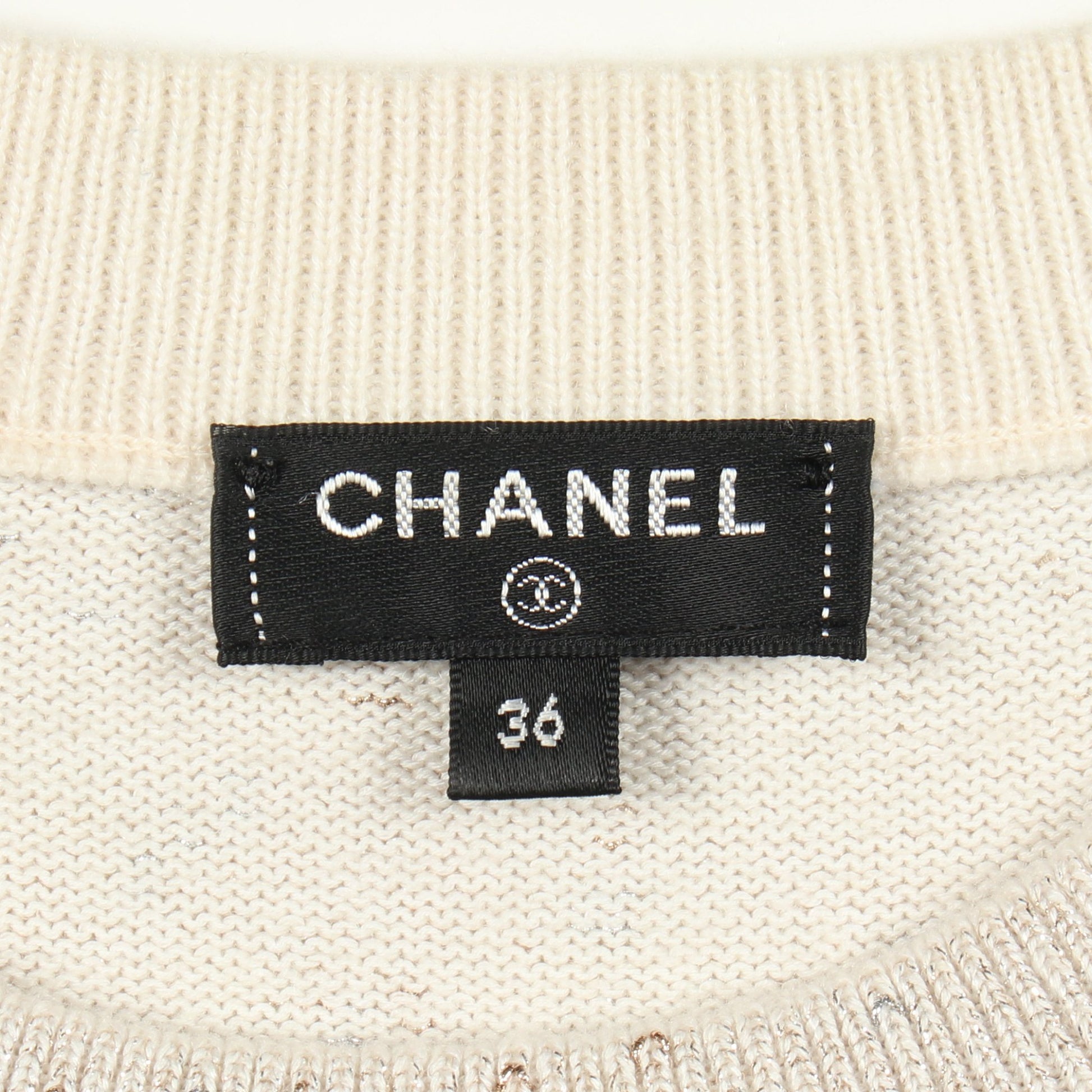 ロゴ ニット カシミヤ コットン ライトベージュ ネイビー シャネル トップス CHANEL