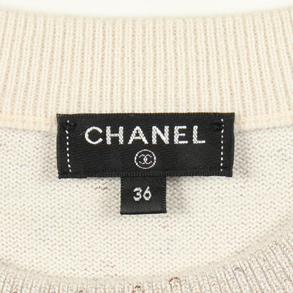 ロゴ ニット カシミヤ コットン ライトベージュ ネイビー シャネル トップス CHANEL