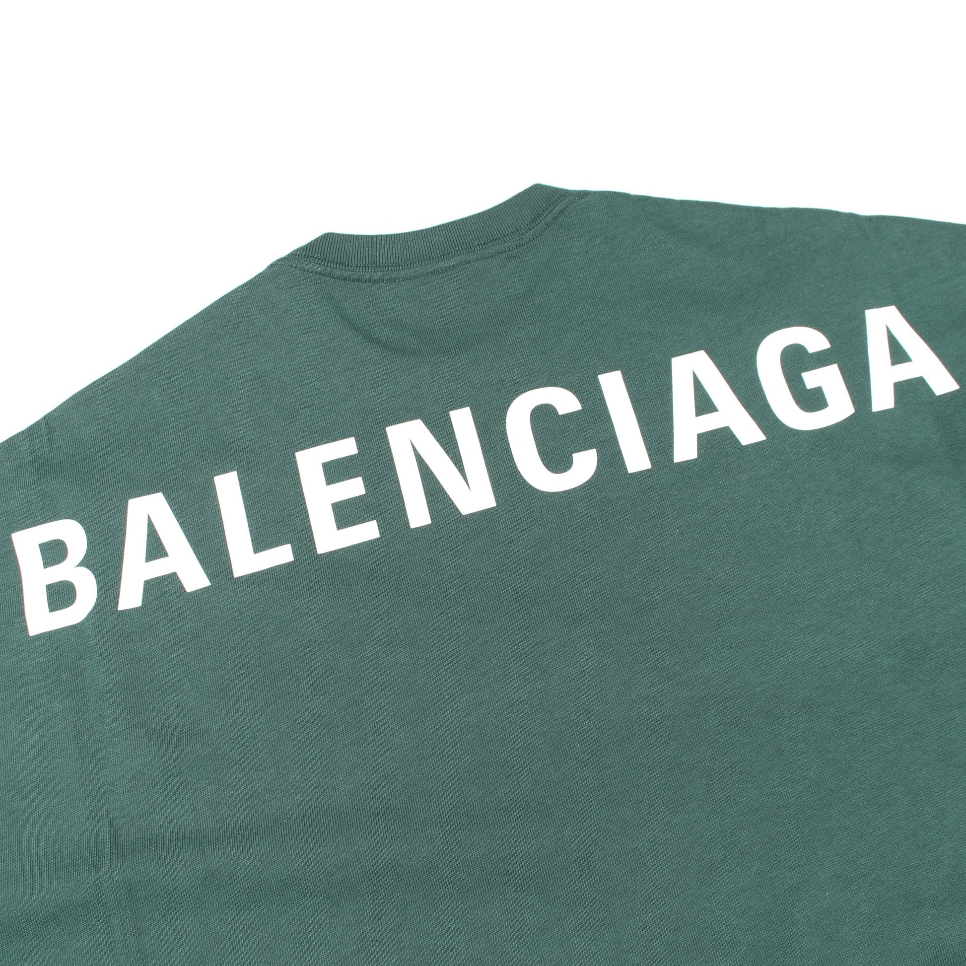 バックロゴ オーバーサイズ 半袖Tシャツ コットン グリーン バレンシアガ トップス BALENCIAGA
