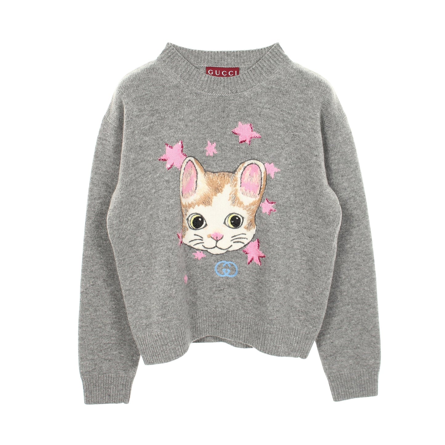 GUCCI × ヒグチユウコ インターロッキングG ネコ 日本限定 ニット ウール グレー グッチ トップス GUCCI