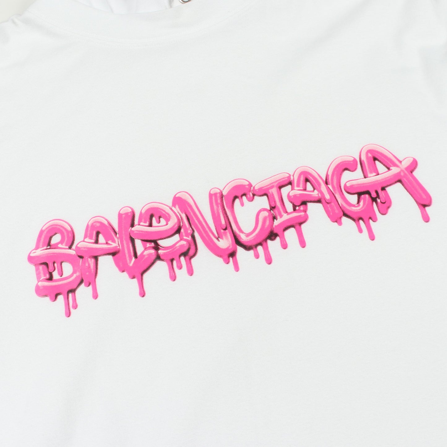 グラフィックロゴ レイヤードデザイン プルオーバーパーカー コットン ホワイト ピンク バレンシアガ トップス BALENCIAGA