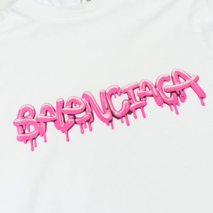 グラフィックロゴ レイヤードデザイン プルオーバーパーカー コットン ホワイト ピンク バレンシアガ トップス BALENCIAGA