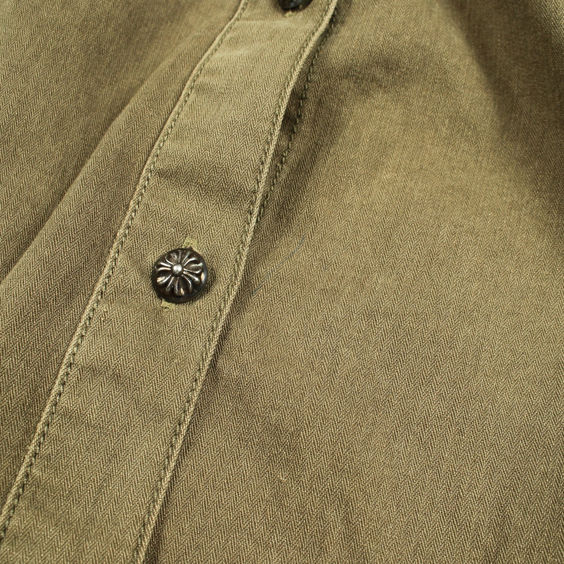 MAHAL KITA クロスパッチ 長袖 シャツ コットン カーキグリーン クロムハーツ トップス Chrome Hearts