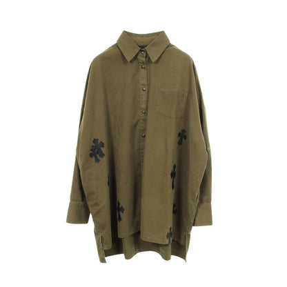 MAHAL KITA クロスパッチ 長袖 シャツ コットン カーキグリーン クロムハーツ トップス Chrome Hearts