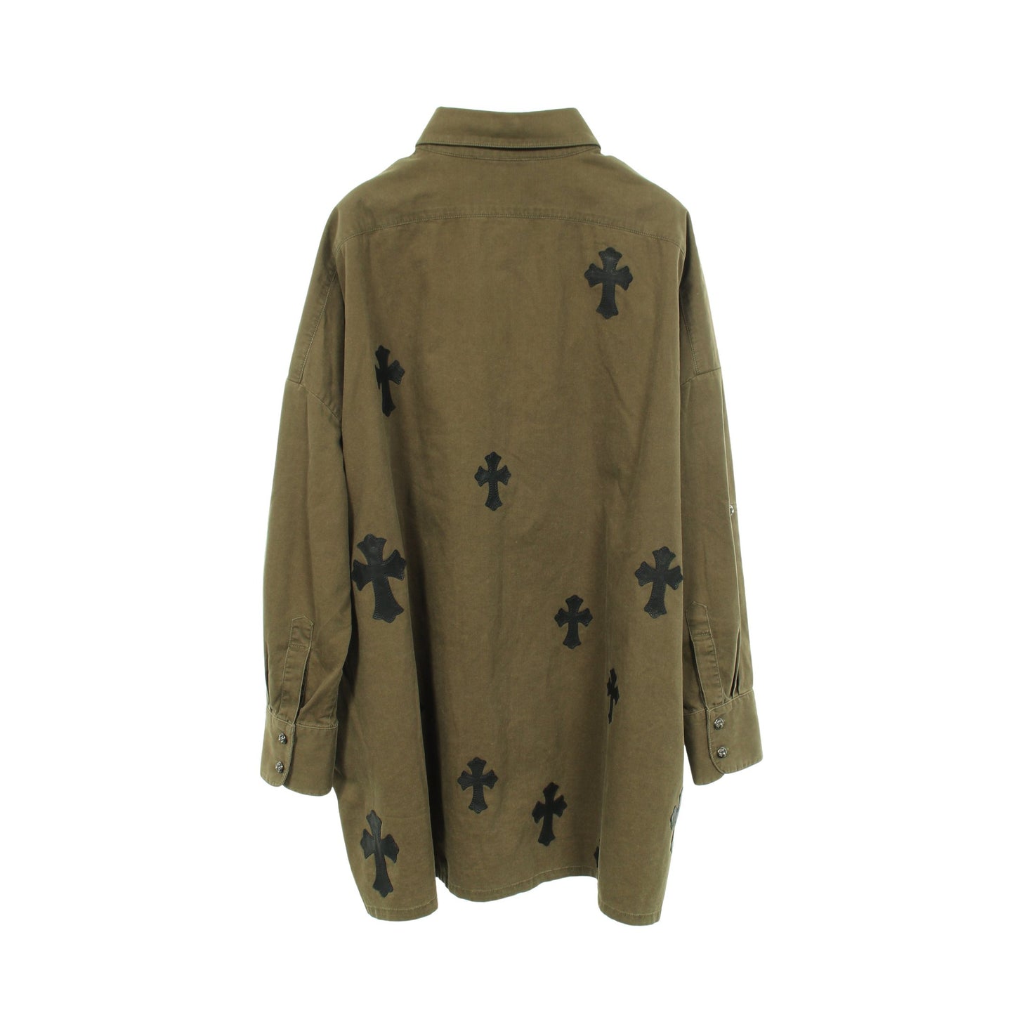 MAHAL KITA クロスパッチ 長袖 シャツ コットン カーキグリーン クロムハーツ トップス Chrome Hearts