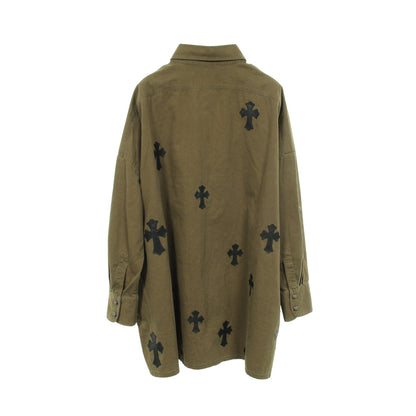 MAHAL KITA クロスパッチ 長袖 シャツ コットン カーキグリーン クロムハーツ トップス Chrome Hearts