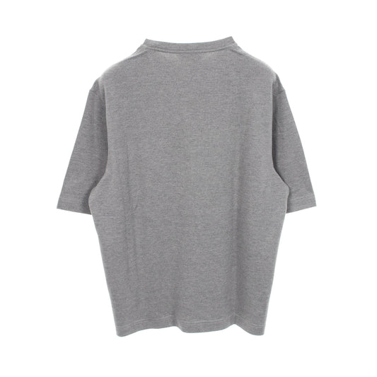 レザーポケット付き 長袖Tシャツ コットン カシミヤ グレー エルメス