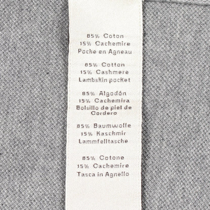 レザーポケット付き 長袖Tシャツ コットン カシミヤ グレー エルメス トップス HERMES