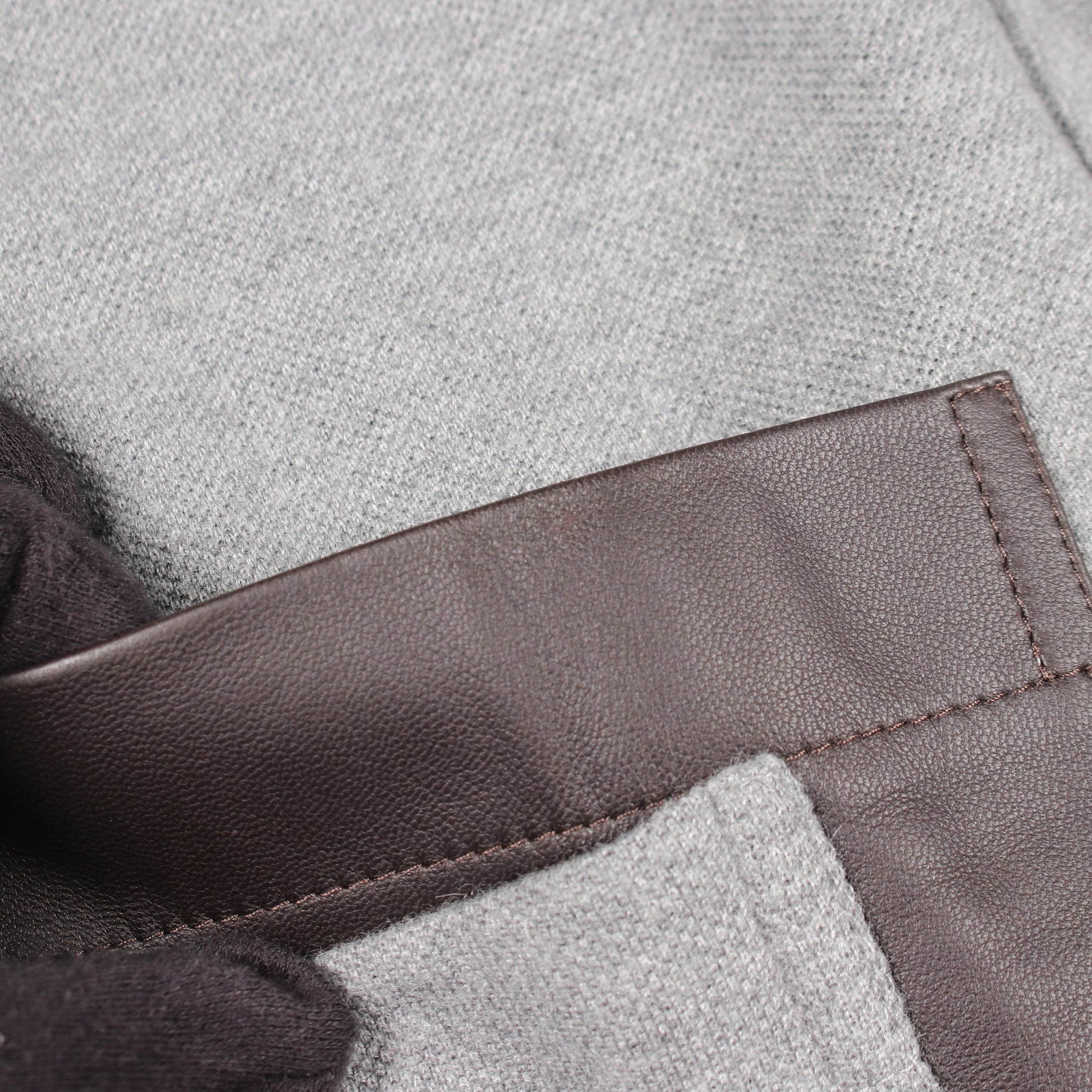 レザーポケット付き 長袖Tシャツ コットン カシミヤ グレー エルメス トップス HERMES