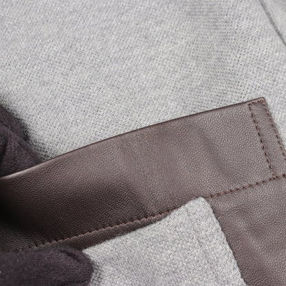 レザーポケット付き 長袖Tシャツ コットン カシミヤ グレー エルメス トップス HERMES