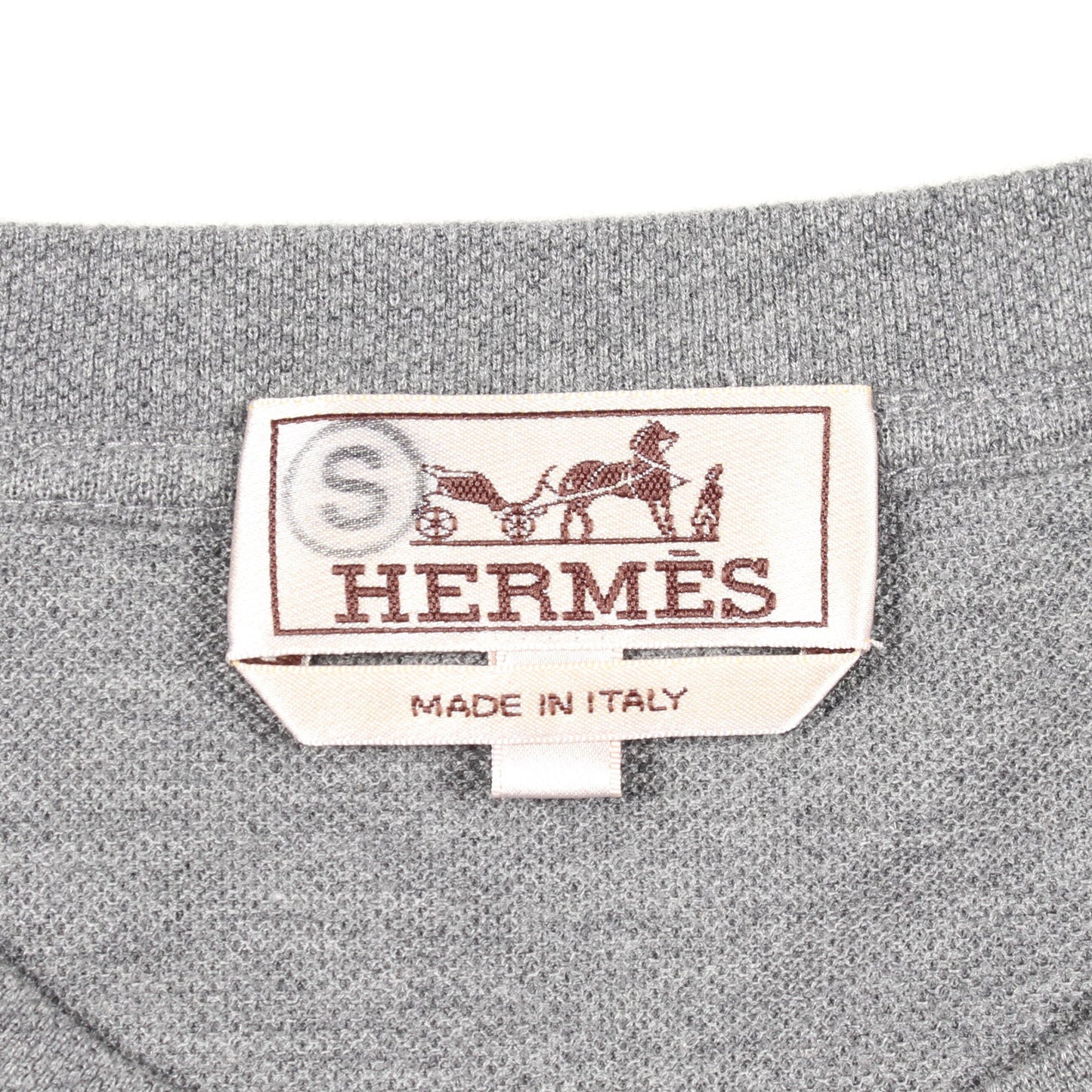 レザーポケット付き 長袖Tシャツ コットン カシミヤ グレー エルメス トップス HERMES