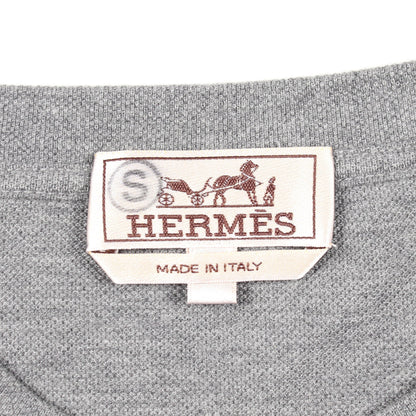 レザーポケット付き 長袖Tシャツ コットン カシミヤ グレー エルメス トップス HERMES