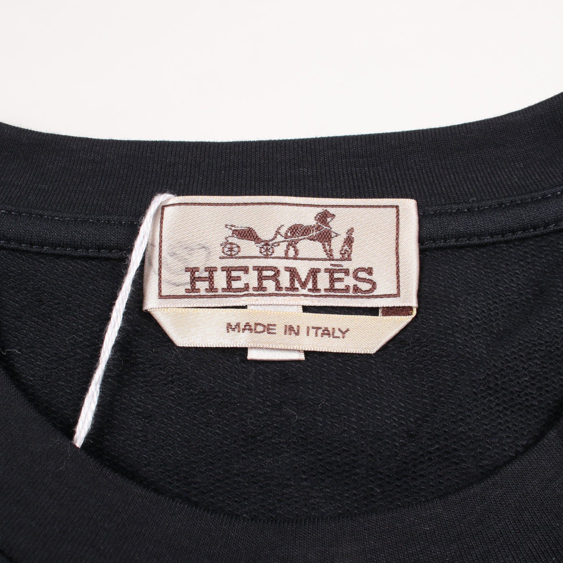レザーパッチ クルーネック 半袖Tシャツ コットン ネイビー エルメス トップス HERMES