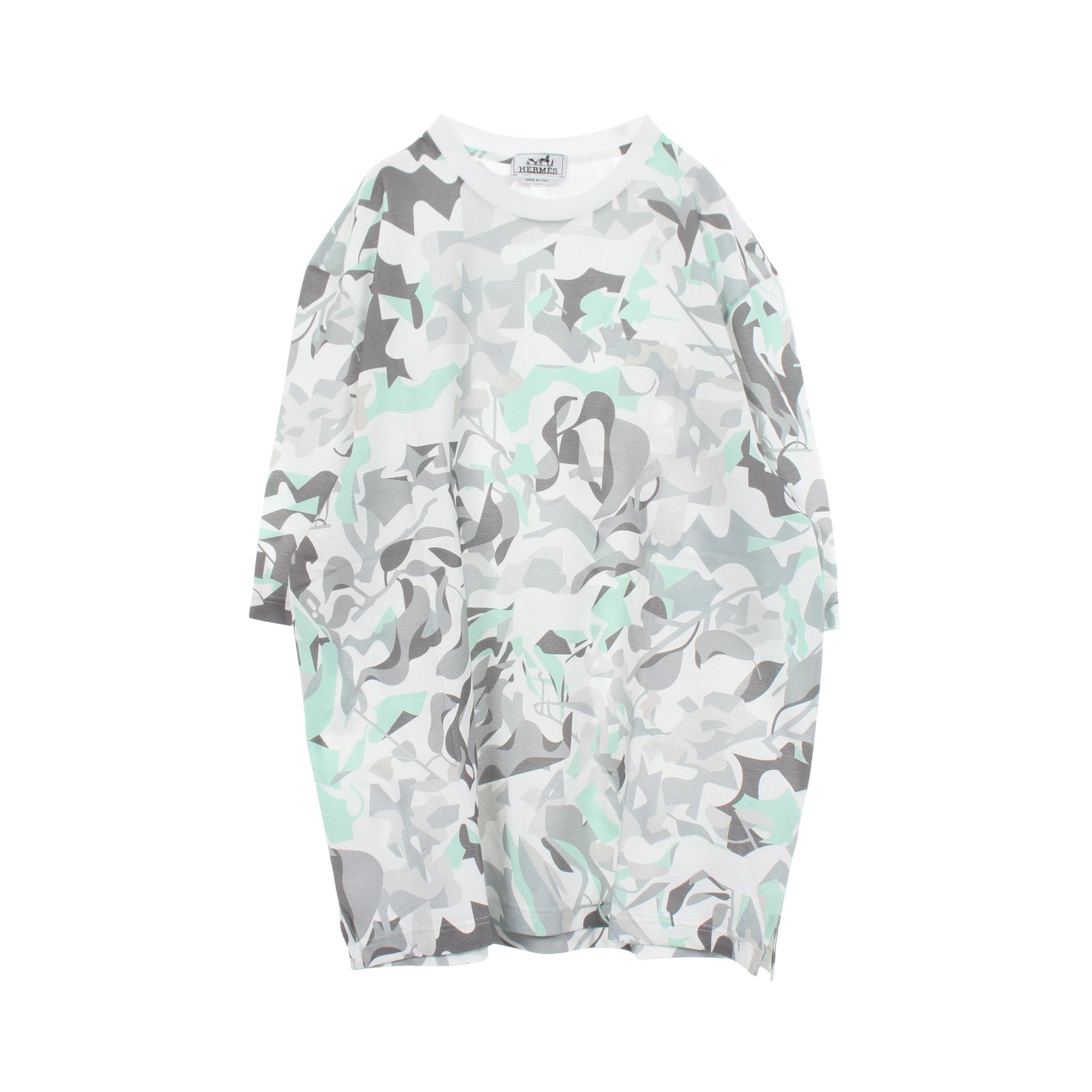 PUZZLE VEGETAL 半袖Tシャツ コットン ホワイト グレー ライトグリーン エルメス トップス HERMES