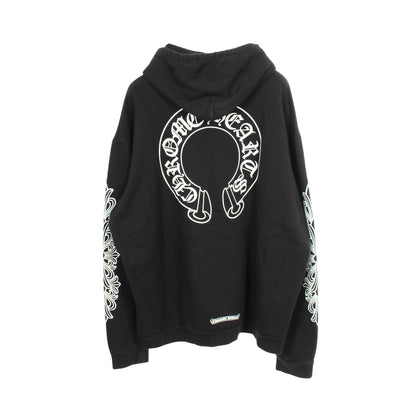 ホースシュー アームフローラルプリント プルオーバーパーカー コットン ブラック クロムハーツ トップス Chrome Hearts
