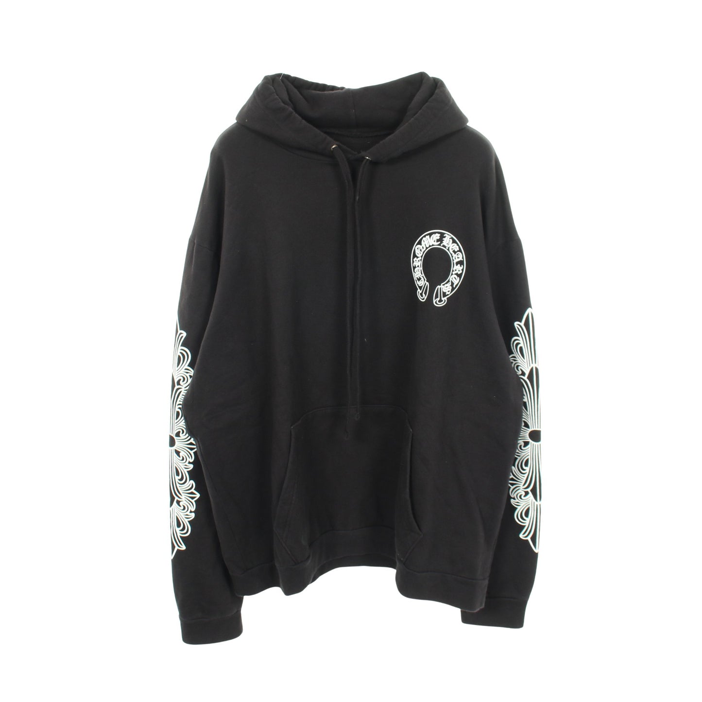 ホースシュー アームフローラルプリント プルオーバーパーカー コットン ブラック クロムハーツ トップス Chrome Hearts