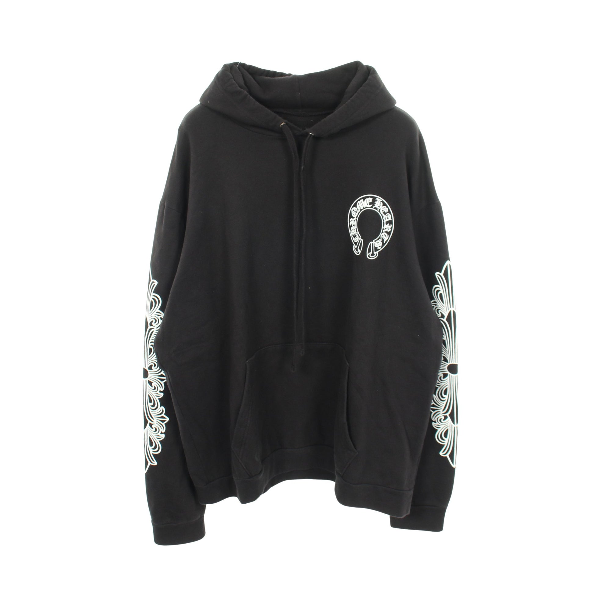 ホースシュー アームフローラルプリント プルオーバーパーカー コットン ブラック クロムハーツ トップス Chrome Hearts