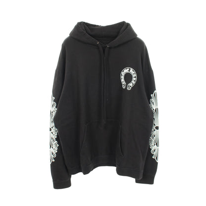 ホースシュー アームフローラルプリント プルオーバーパーカー コットン ブラック クロムハーツ トップス Chrome Hearts