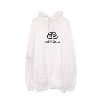 BB ロゴプリント プルオーバーパーカー コットン ホワイト バレンシアガ トップス BALENCIAGA