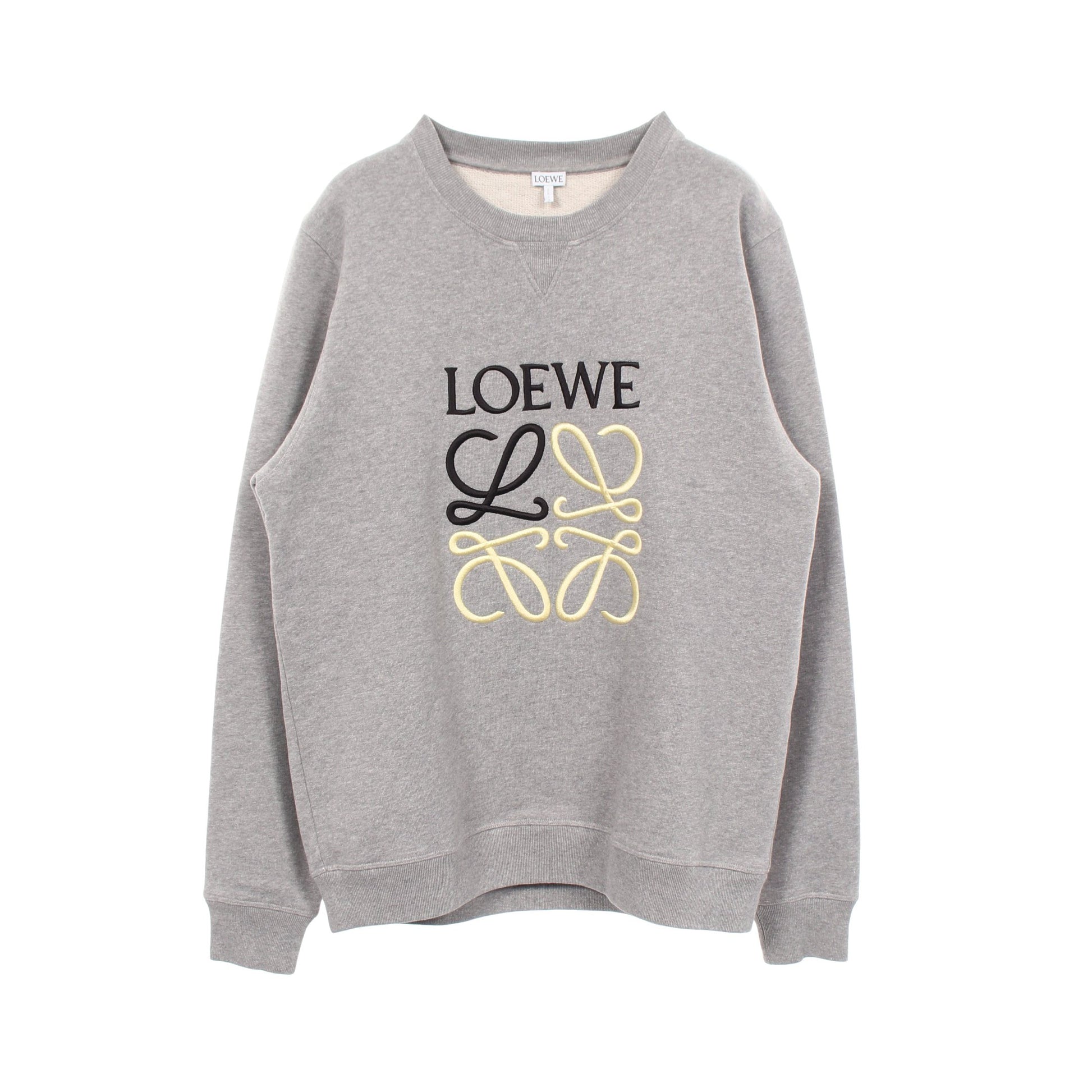 アナグラム クルーネック スウェットシャツ コットン グレー ロエベ トップス LOEWE