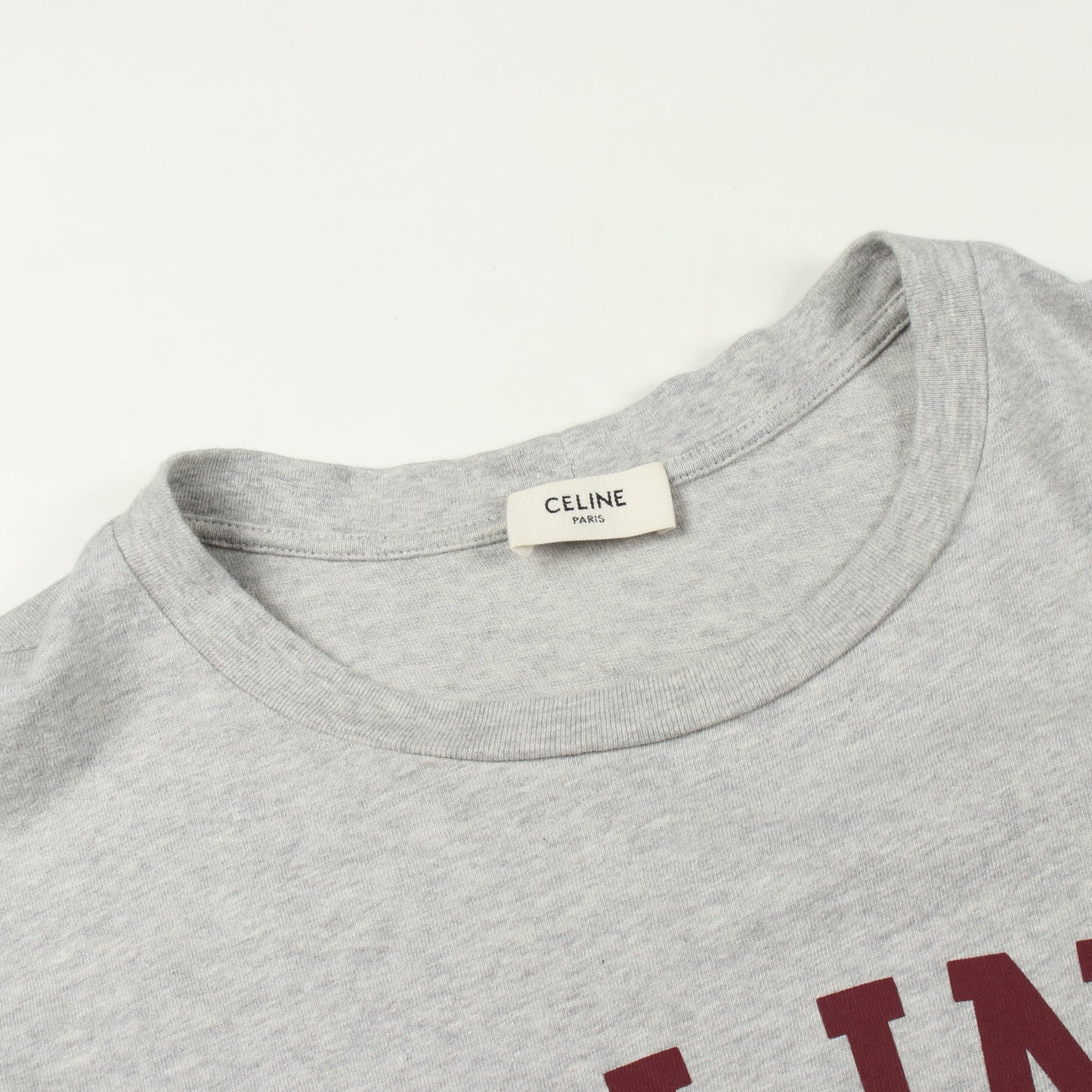ロゴプリント 半袖Tシャツ コットン グレー ボルドー セリーヌ トップス CELINE