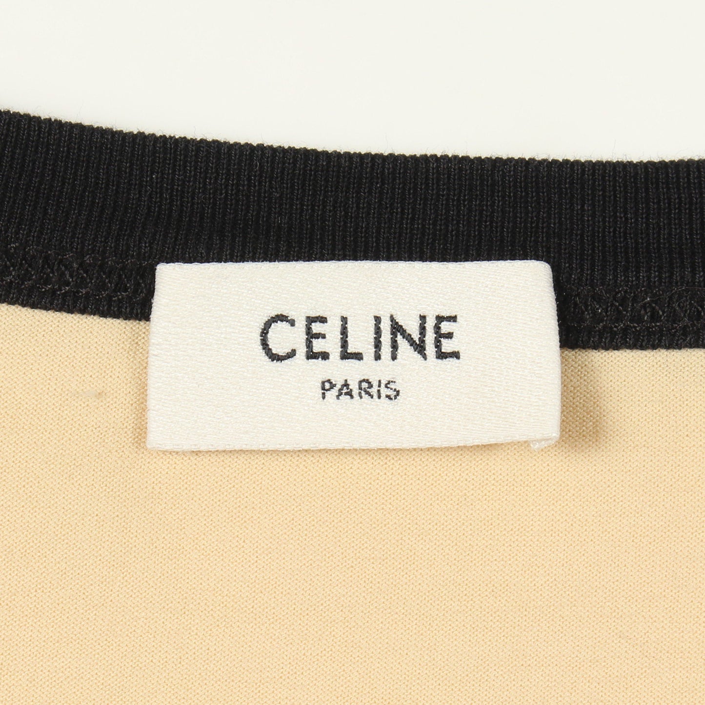 トリオンフ ロゴ クロップド丈 半袖Tシャツ コットン カーキベージュ ブラック セリーヌ トップス CELINE