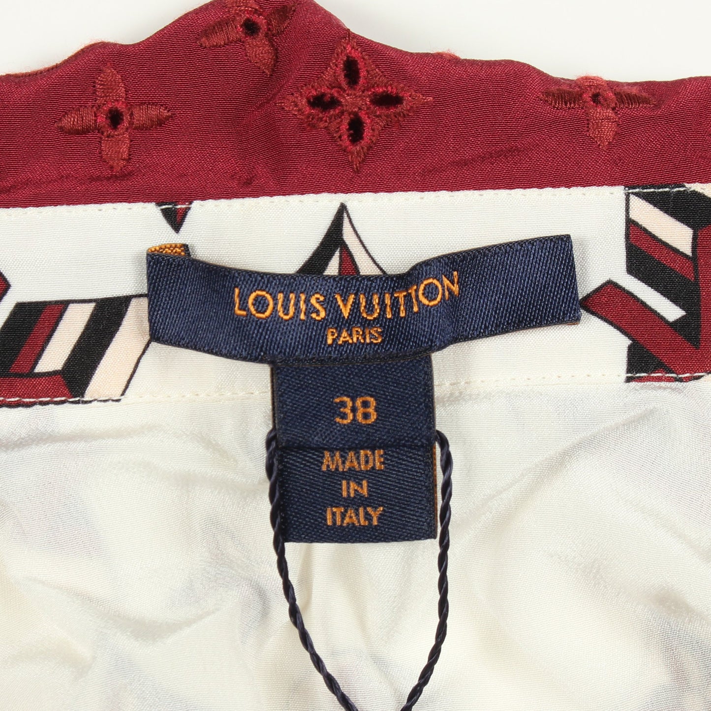 モノグラム 総柄 長袖 シャツ シルク アイボリー レッドブラウン マルチカラー ルイヴィトン トップス LOUIS VUITTON
