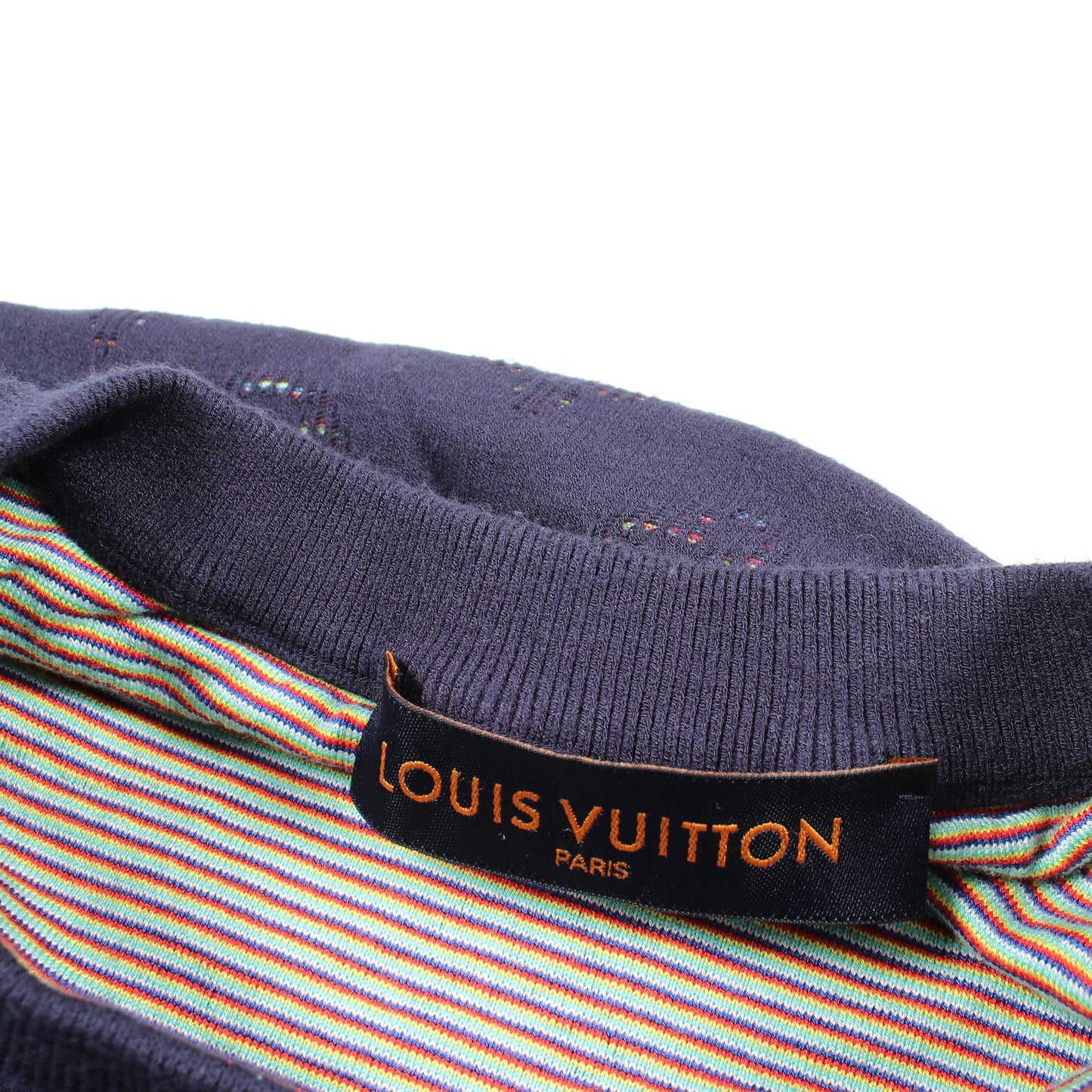 ドロップニードルモノグラム ニット レーヨン コットン ネイビー ルイヴィトン トップス LOUIS VUITTON