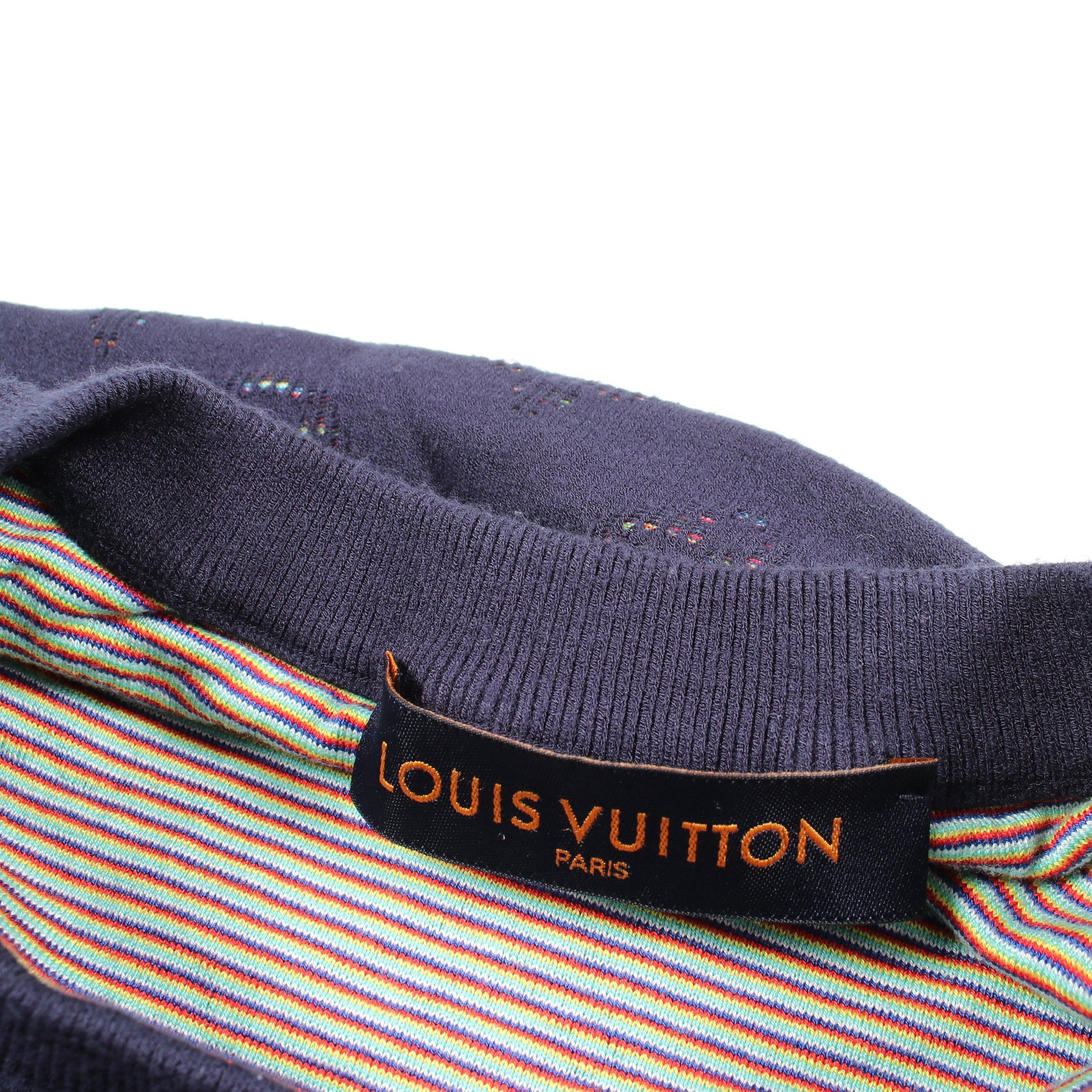 ドロップニードルモノグラム ニット レーヨン コットン ネイビー ルイヴィトン トップス LOUIS VUITTON