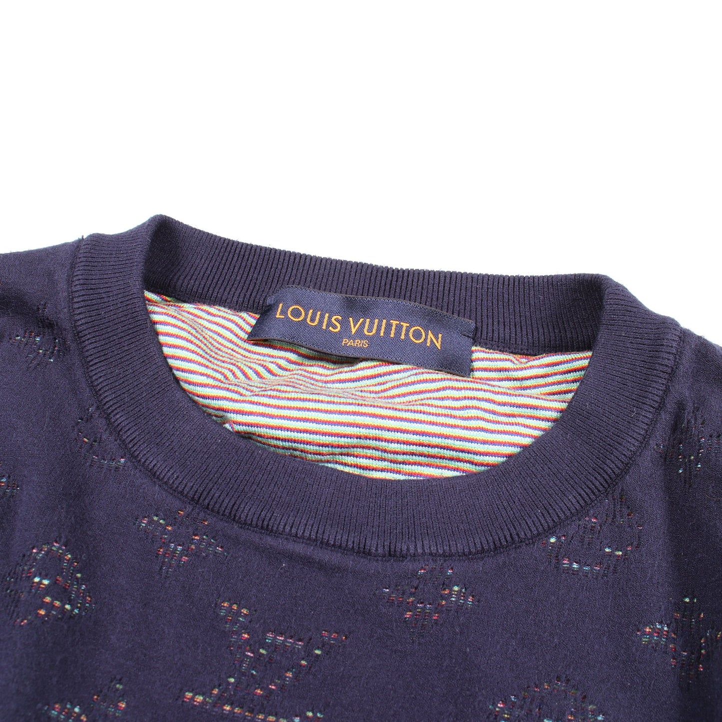 ドロップニードルモノグラム ニット レーヨン コットン ネイビー ルイヴィトン トップス LOUIS VUITTON