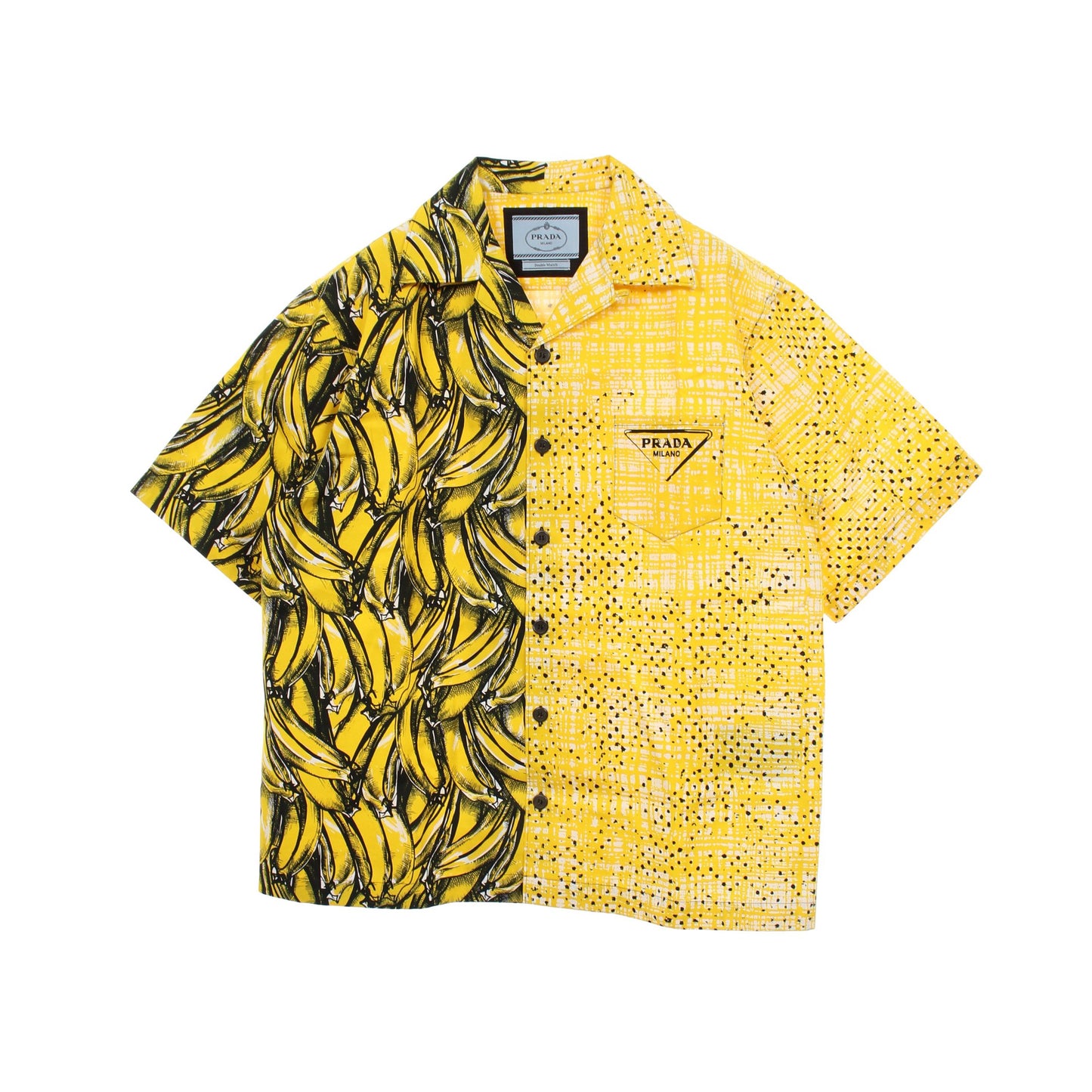 Double Match ダブルマッチ バナナ オープンカラー 半袖 シャツ コットン イエロー ブラック プラダ トップス PRADA