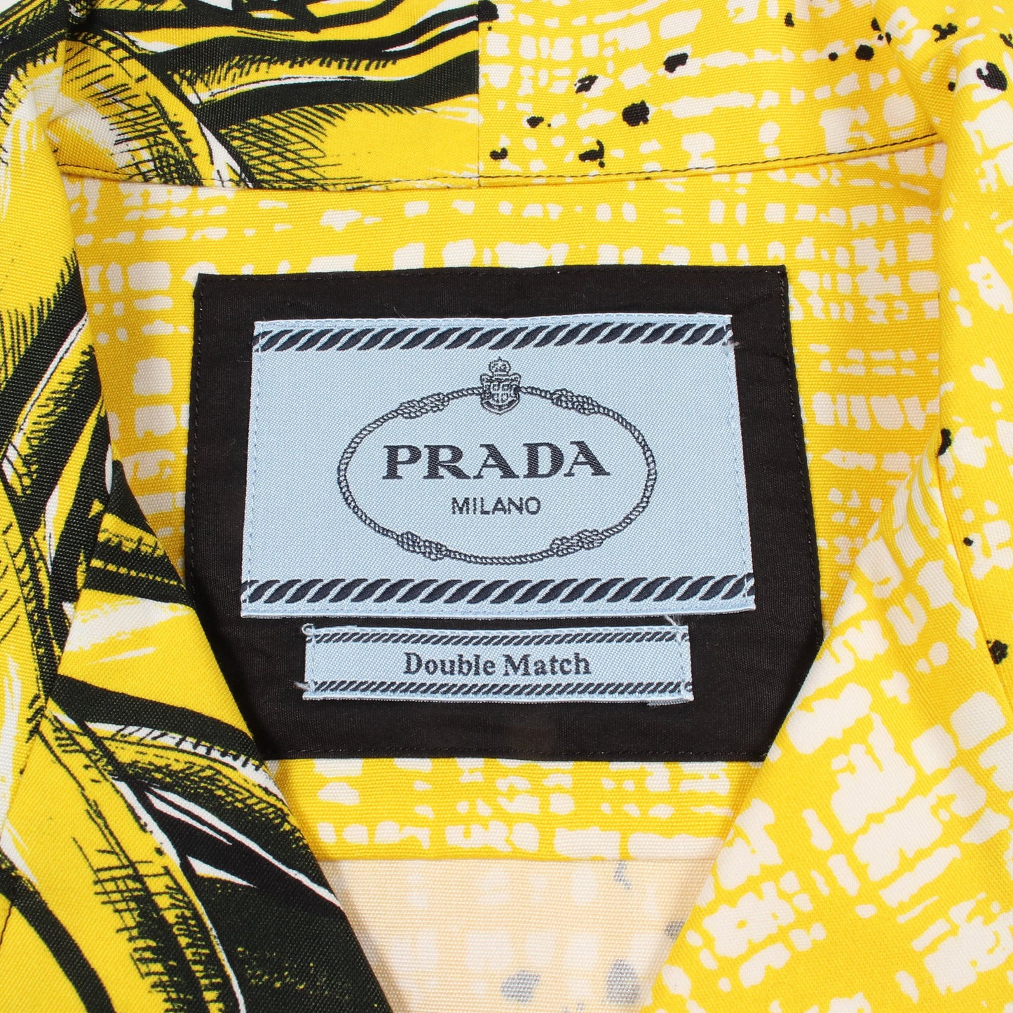 Double Match ダブルマッチ バナナ オープンカラー 半袖 シャツ コットン イエロー ブラック プラダ トップス PRADA