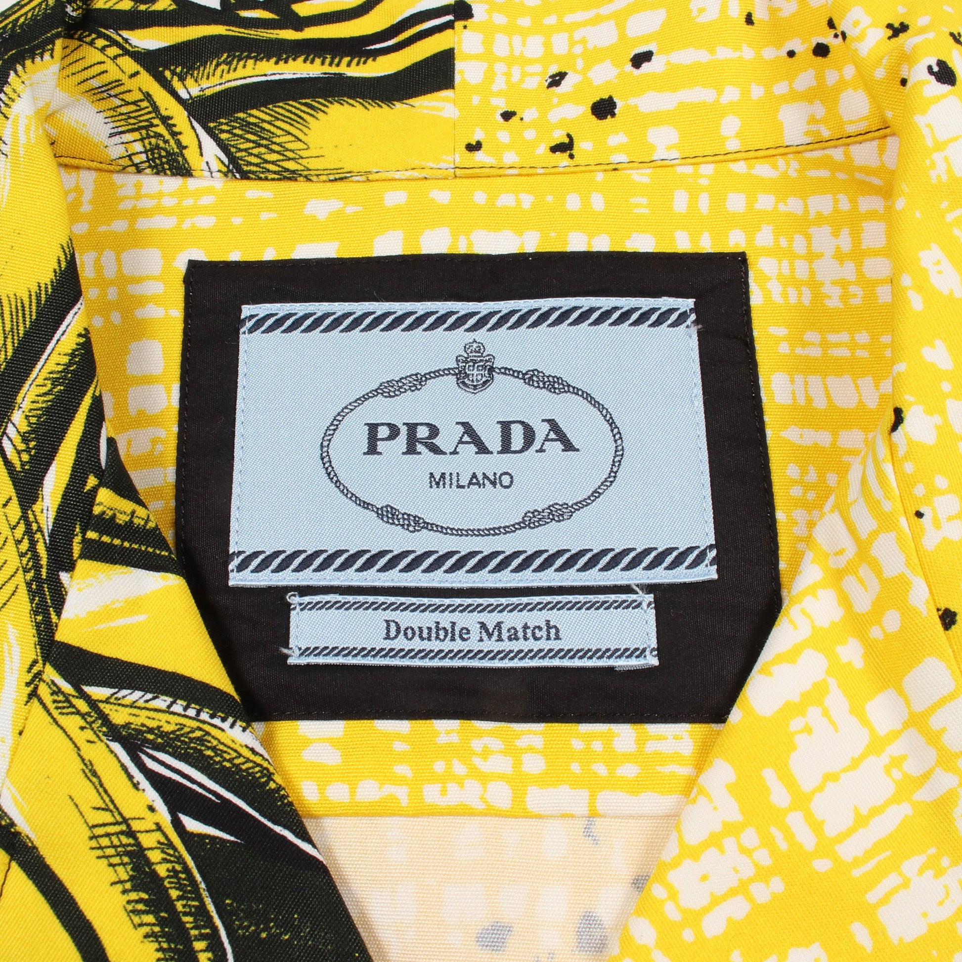 Double Match ダブルマッチ バナナ オープンカラー 半袖 シャツ コットン イエロー ブラック プラダ トップス PRADA
