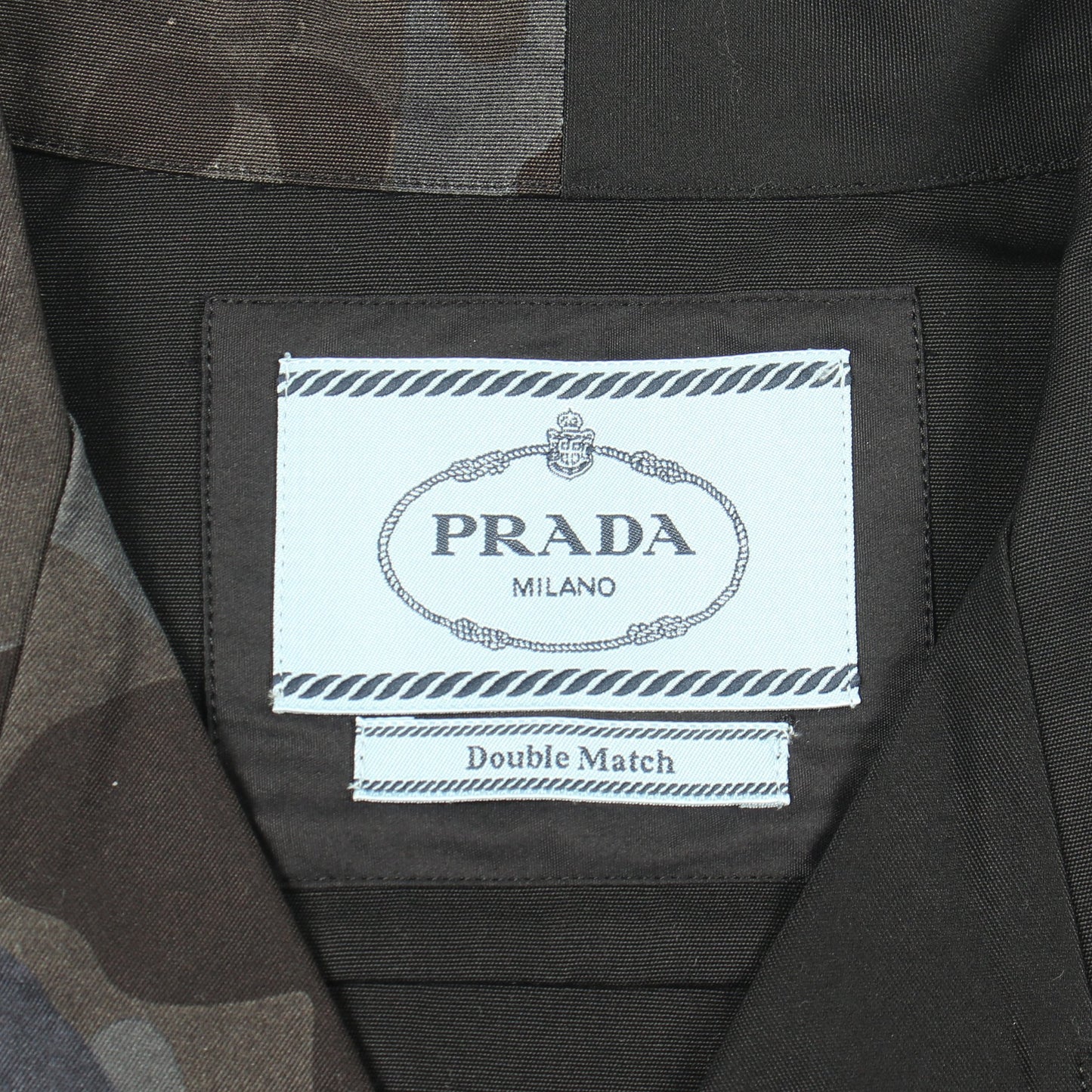 ダブルマッチ カモフラージュ ポプリン シャツ コットン ブラック ネイビー プラダ トップス PRADA