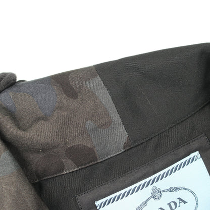 ダブルマッチ カモフラージュ ポプリン シャツ コットン ブラック ネイビー プラダ トップス PRADA