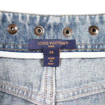 デニムスカート コットン ブルーグレー ルイヴィトン ボトムス LOUIS VUITTON