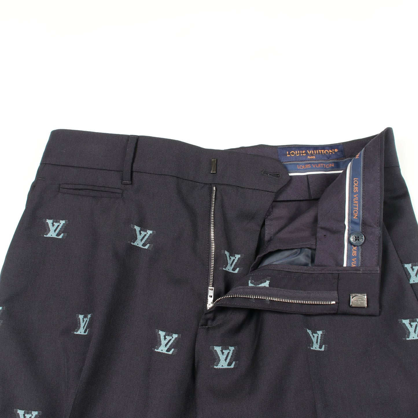 LVロゴジャガード スラックス トラウザーズ ウール ダークネイビー ルイヴィトン ボトムス LOUIS VUITTON