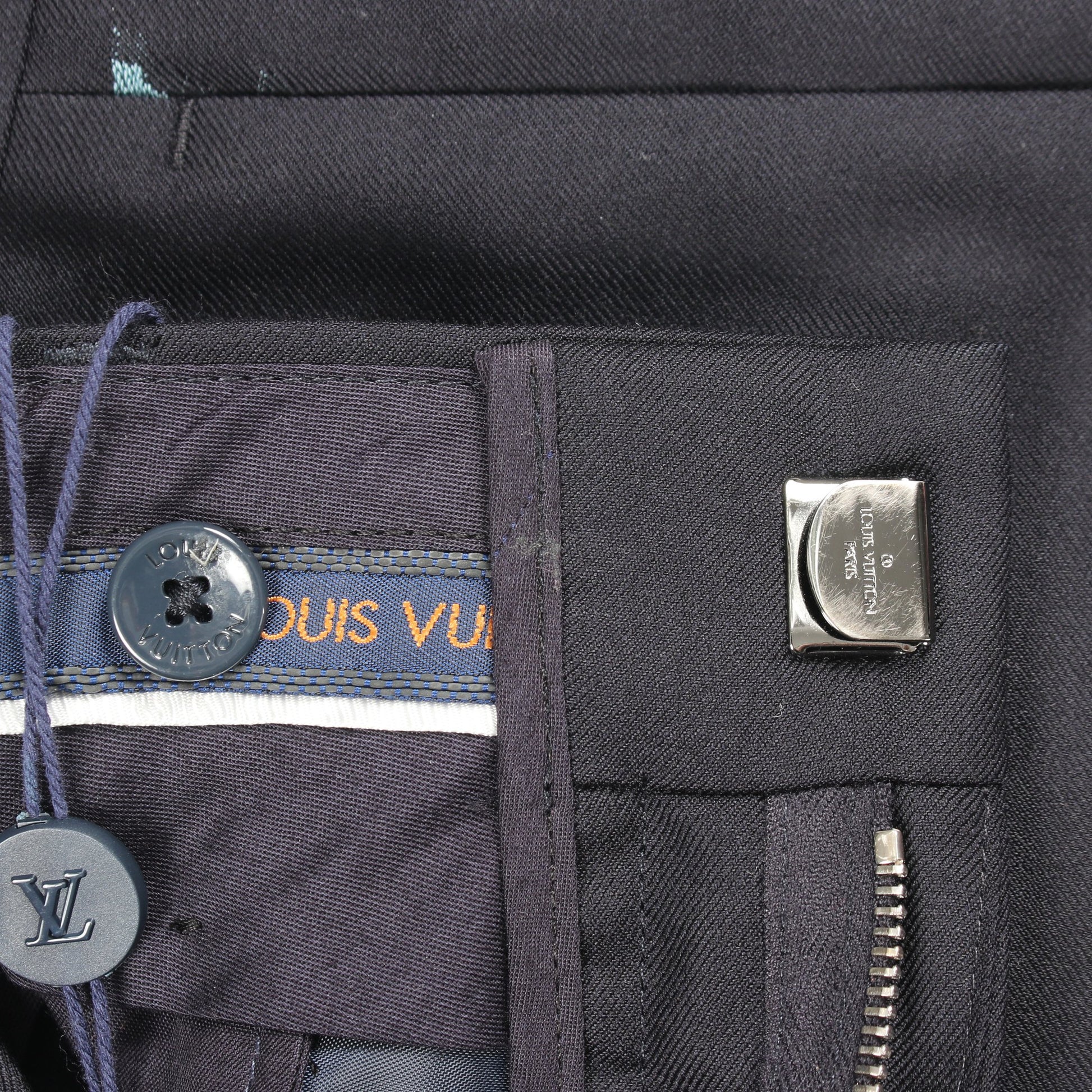 LVロゴジャガード スラックス トラウザーズ ウール ダークネイビー ルイヴィトン ボトムス LOUIS VUITTON