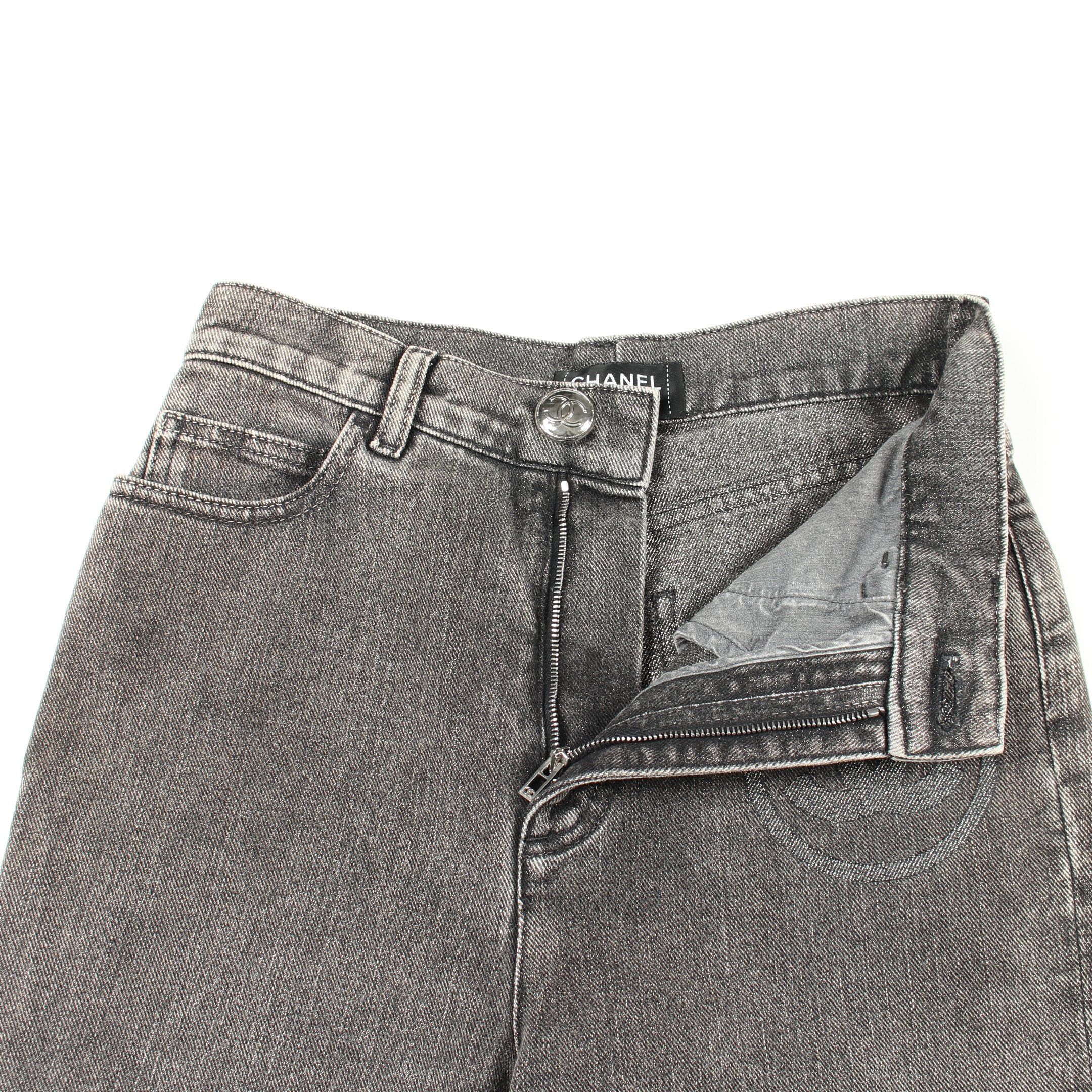 ココマーク デニムパンツ コットン ダークグレー シャネル – RECLO