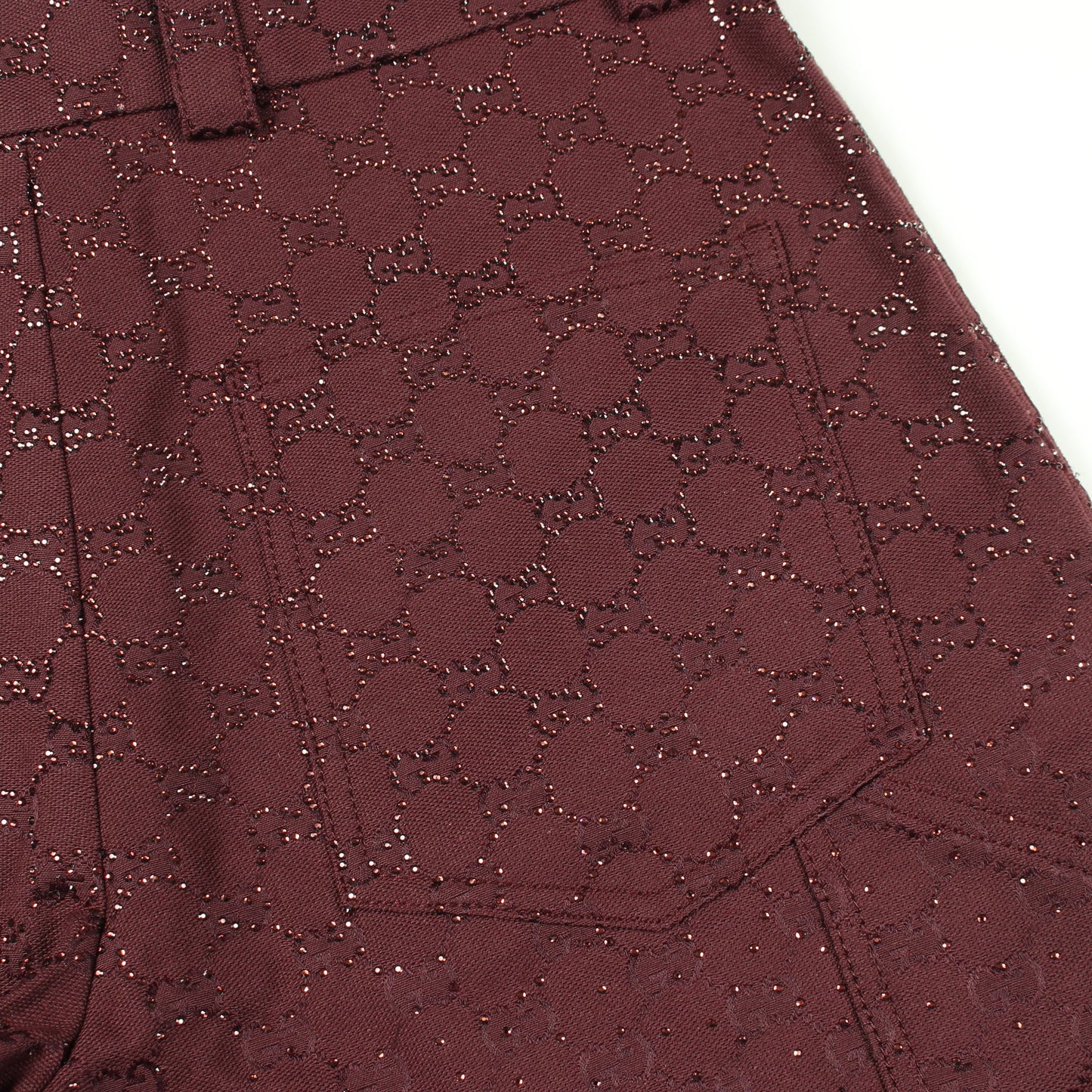 クリスタルGG デニムパンツ コットン ボルドー グッチ ボトムス GUCCI
