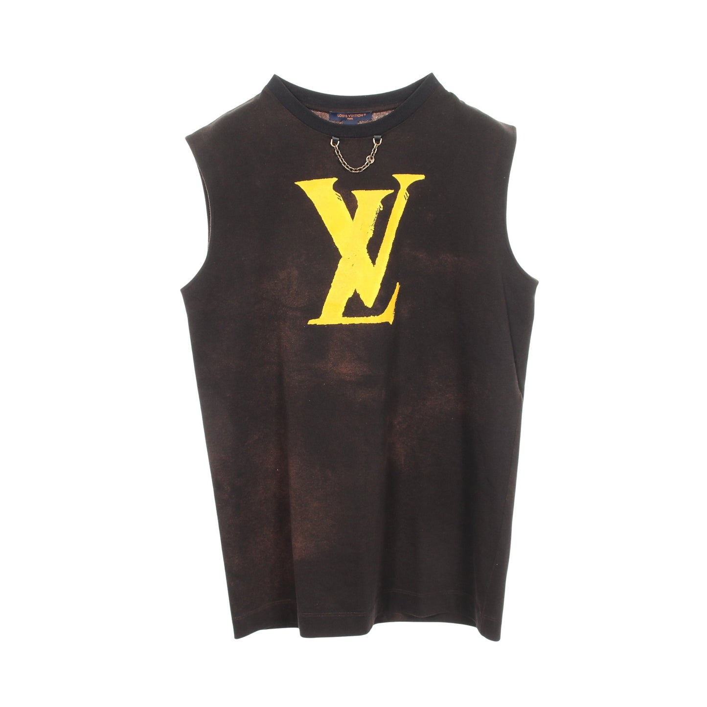 LVロゴ タンクトップ コットン ブラック イエロー ルイヴィトン トップス LOUIS VUITTON