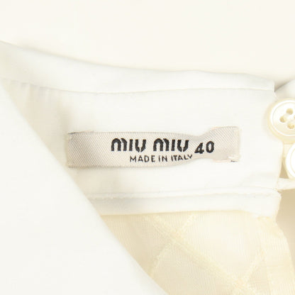 レース チェック ノースリーブ ワンピース ウール ネイビー ホワイト ミュウミュウ ワンピース miu miu