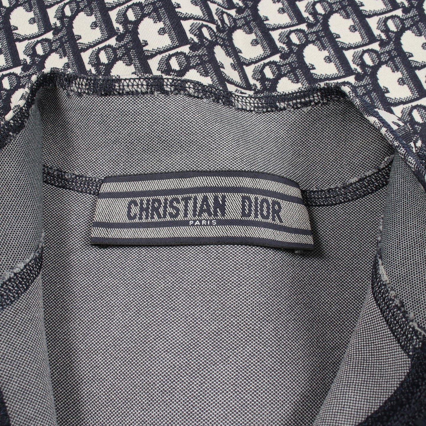 オブリーク ハーフジップ ノースリーブ ワンピース ナイロン ネイビー アイボリー クリスチャンディオール ワンピース Christian Dior