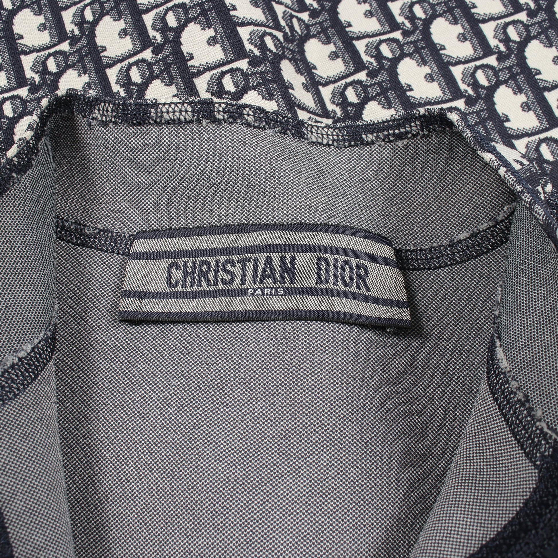 オブリーク ハーフジップ ノースリーブ ワンピース ナイロン ネイビー アイボリー クリスチャンディオール ワンピース Christian Dior