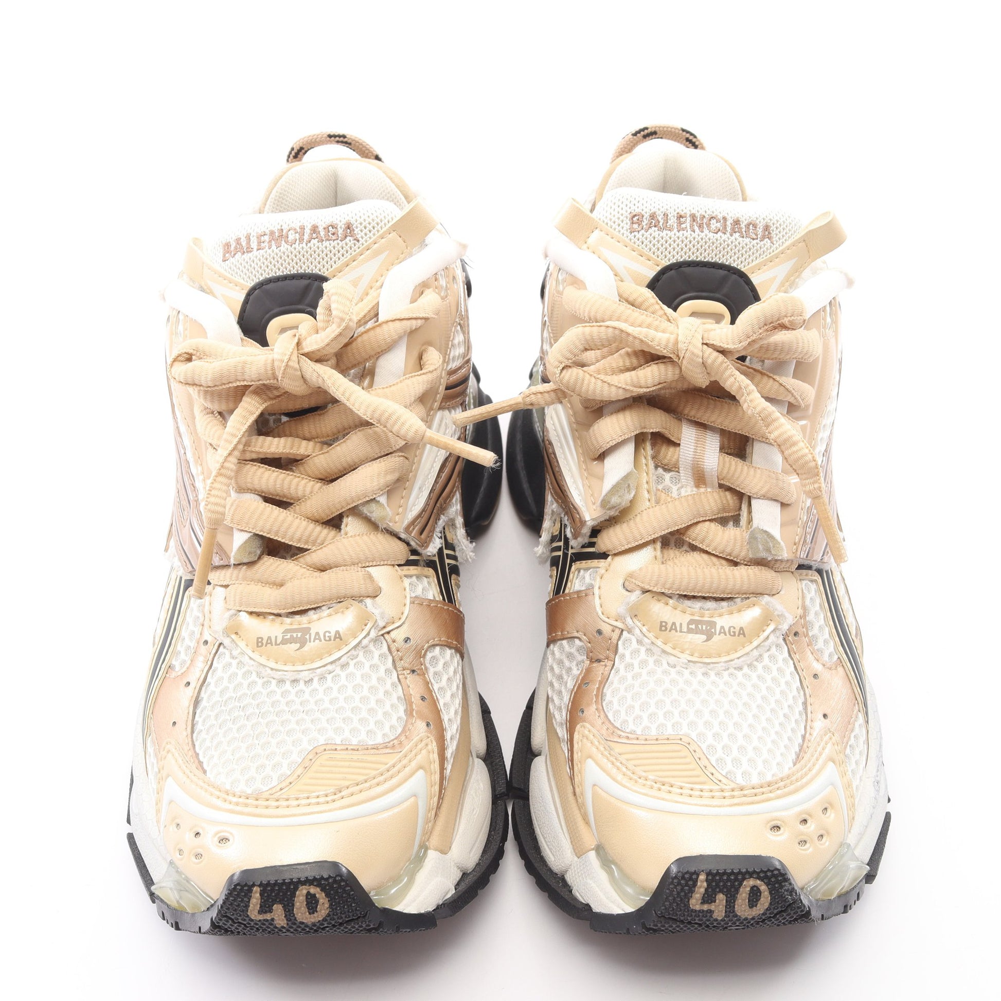 RUNNER ランナー スニーカー ファブリック エナメルレザー オフホワイト ベージュ バレンシアガ シューズ BALENCIAGA