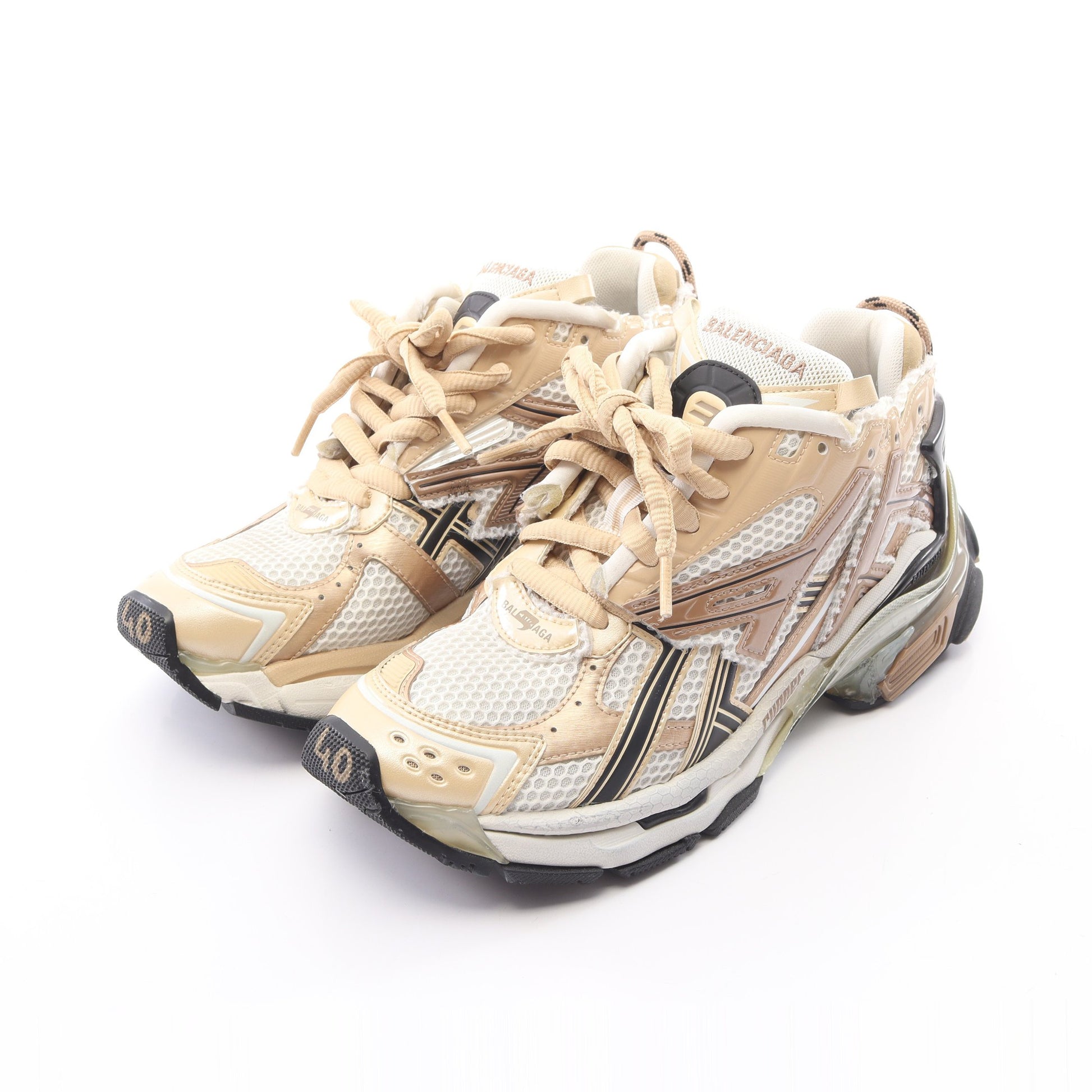 RUNNER ランナー スニーカー ファブリック エナメルレザー オフホワイト ベージュ バレンシアガ シューズ BALENCIAGA